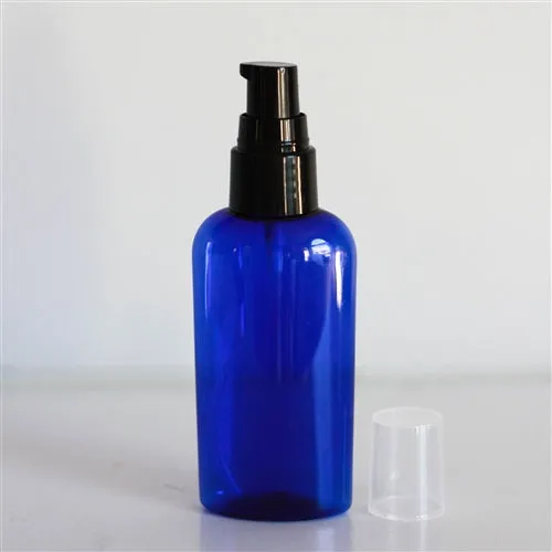 2 oz Blue PET Cosmo Oval with 20-410 Neck