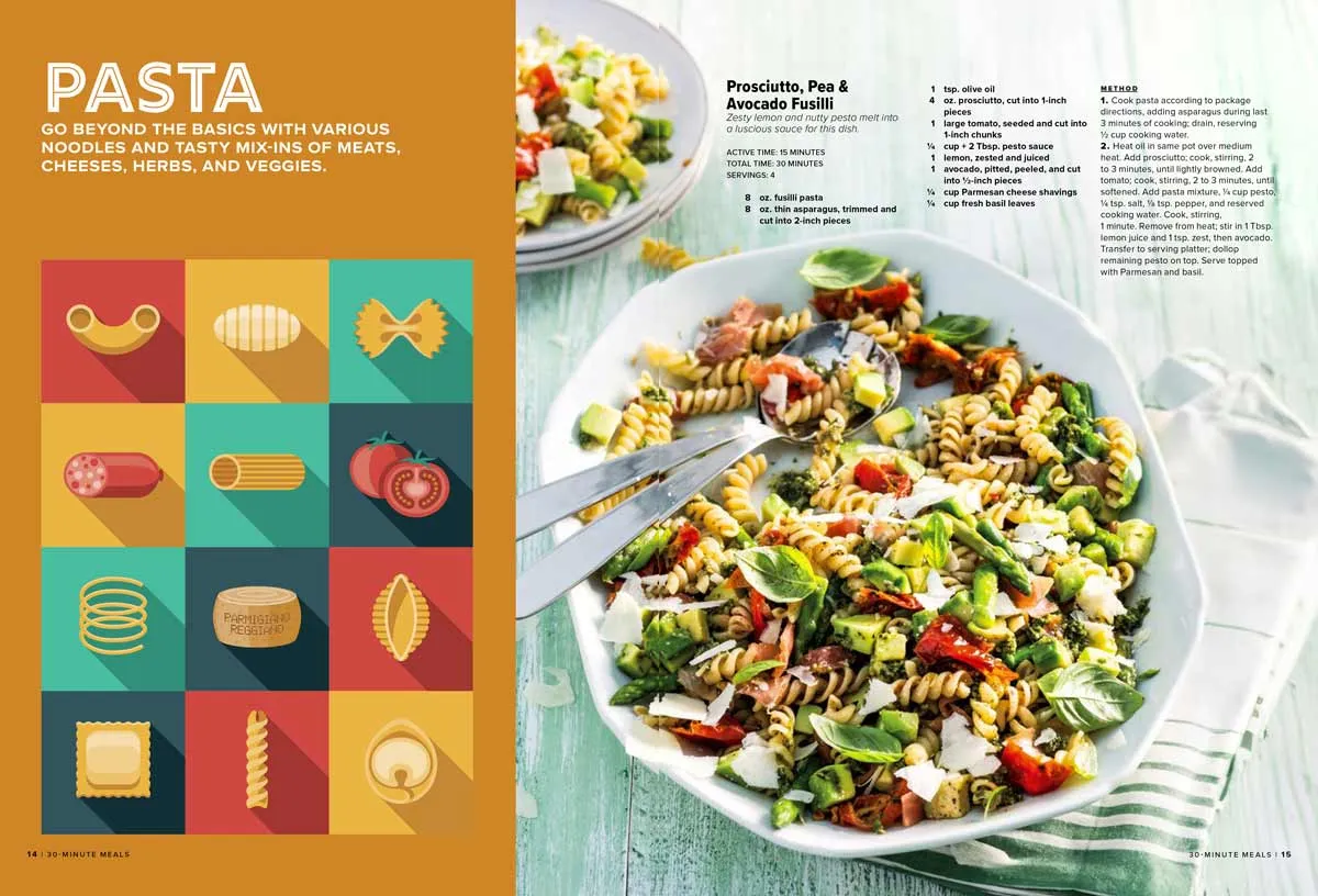 30-Minute Meals - Fast Dinners, One-Pan Dishes, Classic Family Favorites, Fresh & Healthy, Pasta, Salads, Sandwiches, Tacos, Seafood, Vegetables, Chicken, Rice, Cheese, Flavorful Grilling & More!