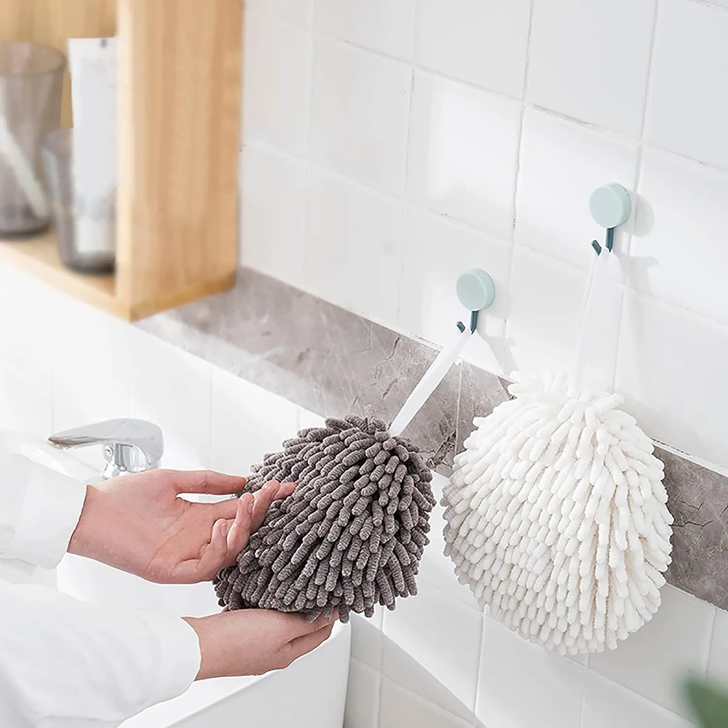 4743  Hand Towels Soft Absorbent Microfiber Towels Ball Home Kitchen Bathroom Hanging Towels Quick Dry Cloths