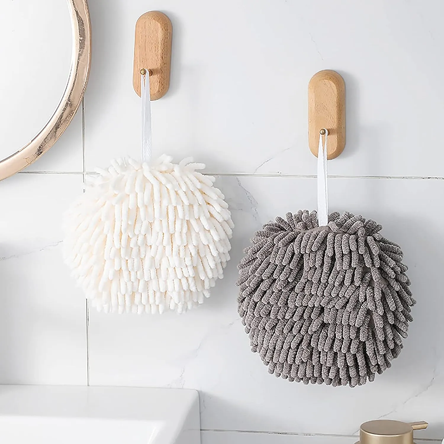 4743  Hand Towels Soft Absorbent Microfiber Towels Ball Home Kitchen Bathroom Hanging Towels Quick Dry Cloths