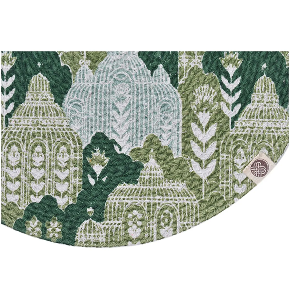 Abstract Green Round Mat - Set of 2