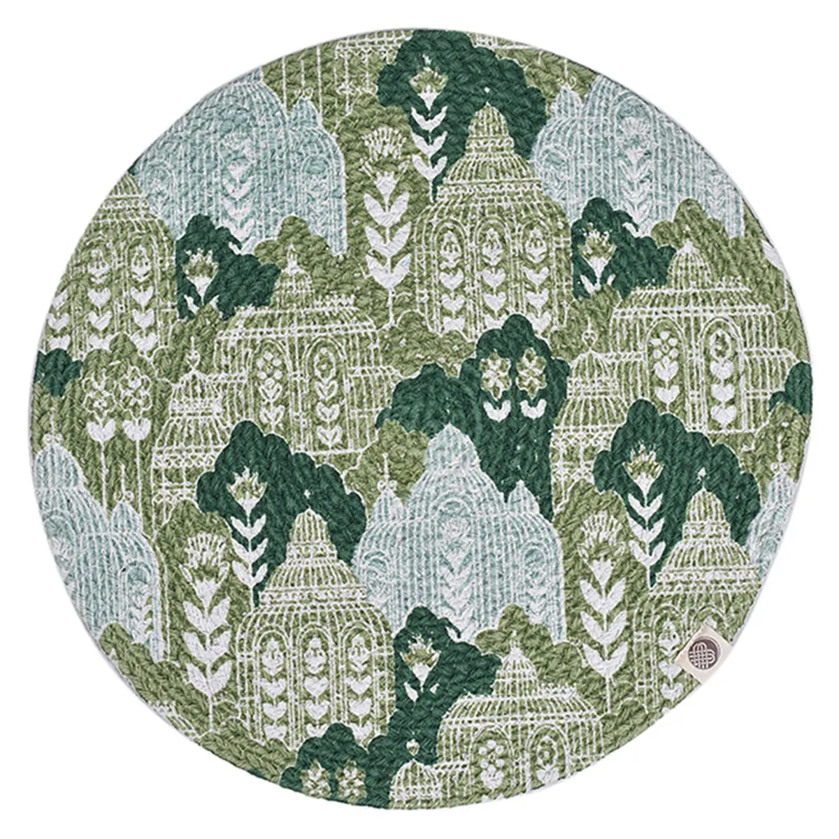 Abstract Green Round Mat - Set of 2
