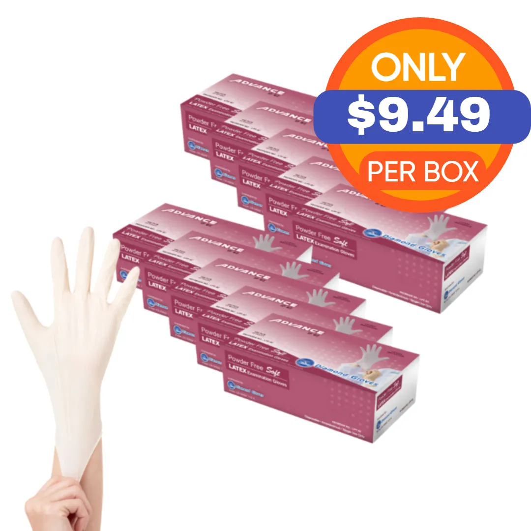 ADVANCE Latex Gloves - Exam Grade, Powder Free, 1,000 Gloves