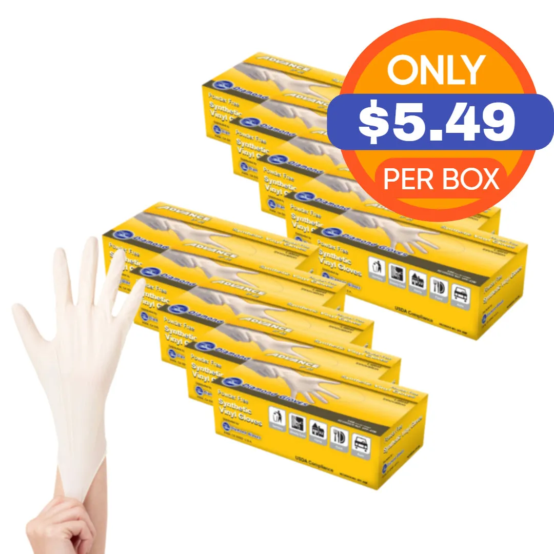 ADVANCE Stretch Vinyl Gloves - Powder Free, 1,000 Gloves
