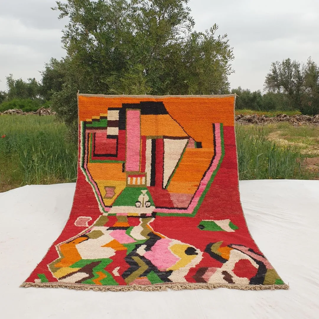 Arama - Red Moroccan Rug Boujad 6x9 | Berber Handmade Authentic Rug | 9'9x6'3 Ft | 303x193 cm