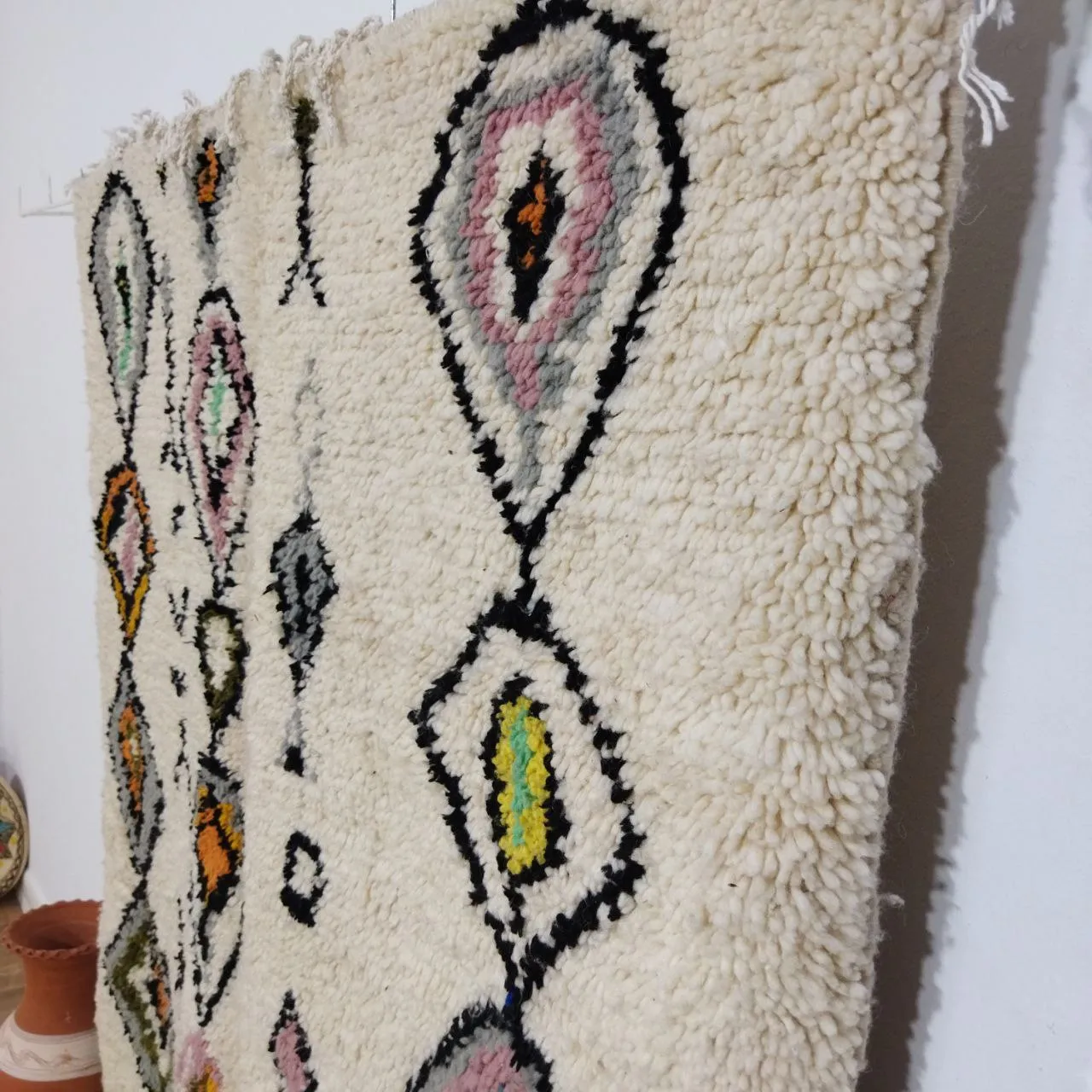 Authentic Colorful Rug - Moroccan Wool Azilal Rug 4x7 Ft