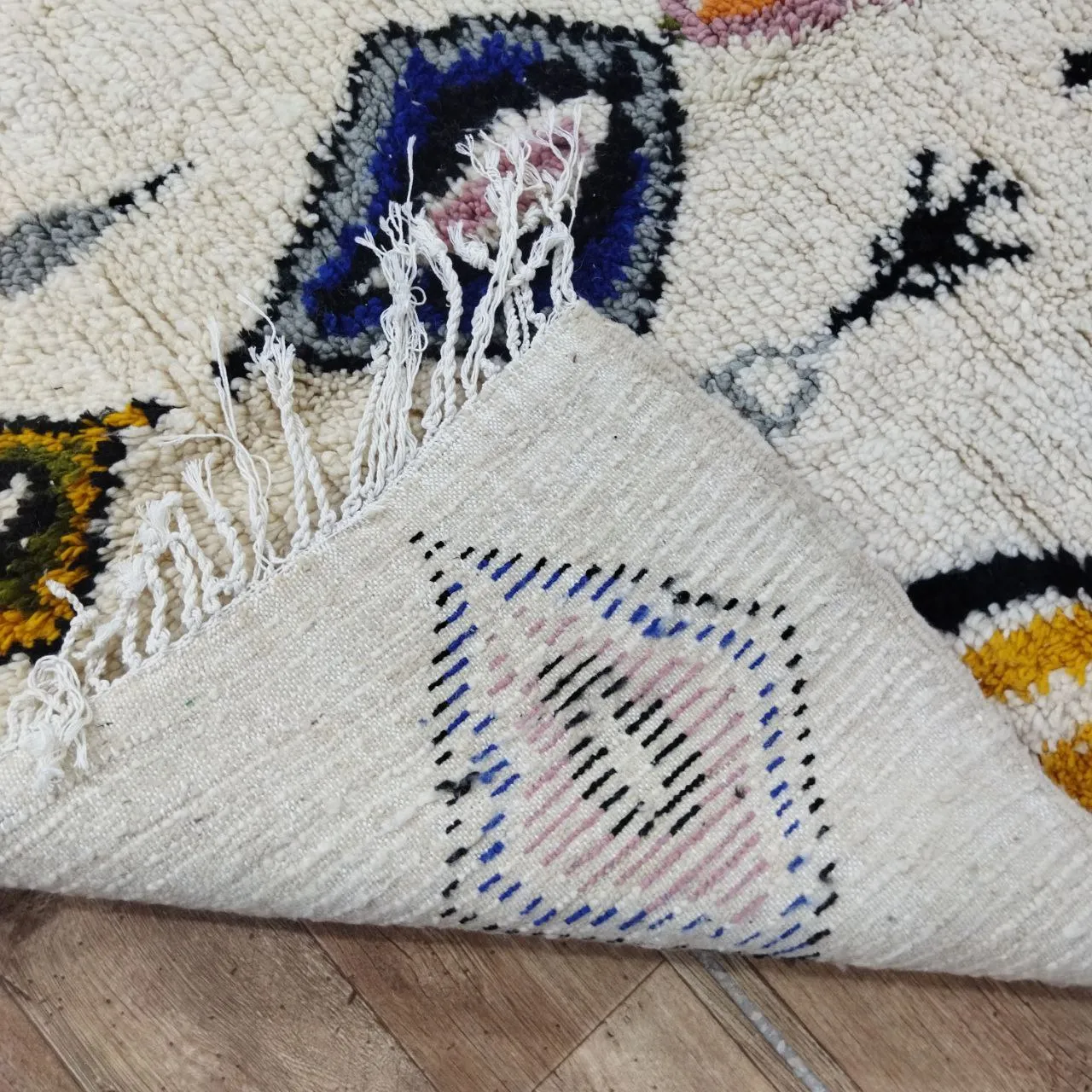 Authentic Colorful Rug - Moroccan Wool Azilal Rug 4x7 Ft
