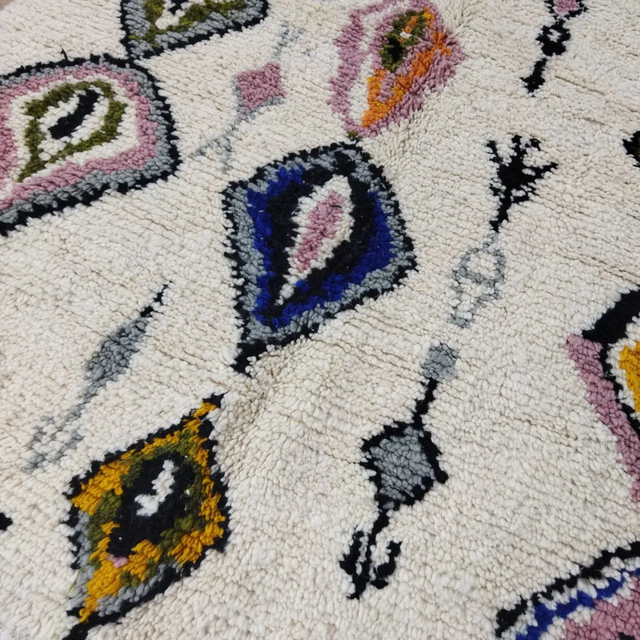 Authentic Colorful Rug - Moroccan Wool Azilal Rug 4x7 Ft