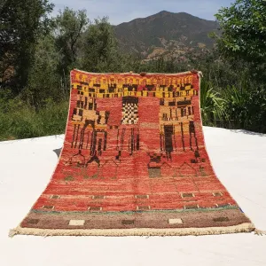 Awifia - Red Moroccan Rug 5x8 Boujad Berber | Authentic Berber Living room & Bedroom Rug | 5'57x8'96 Ft | 170x273 cm