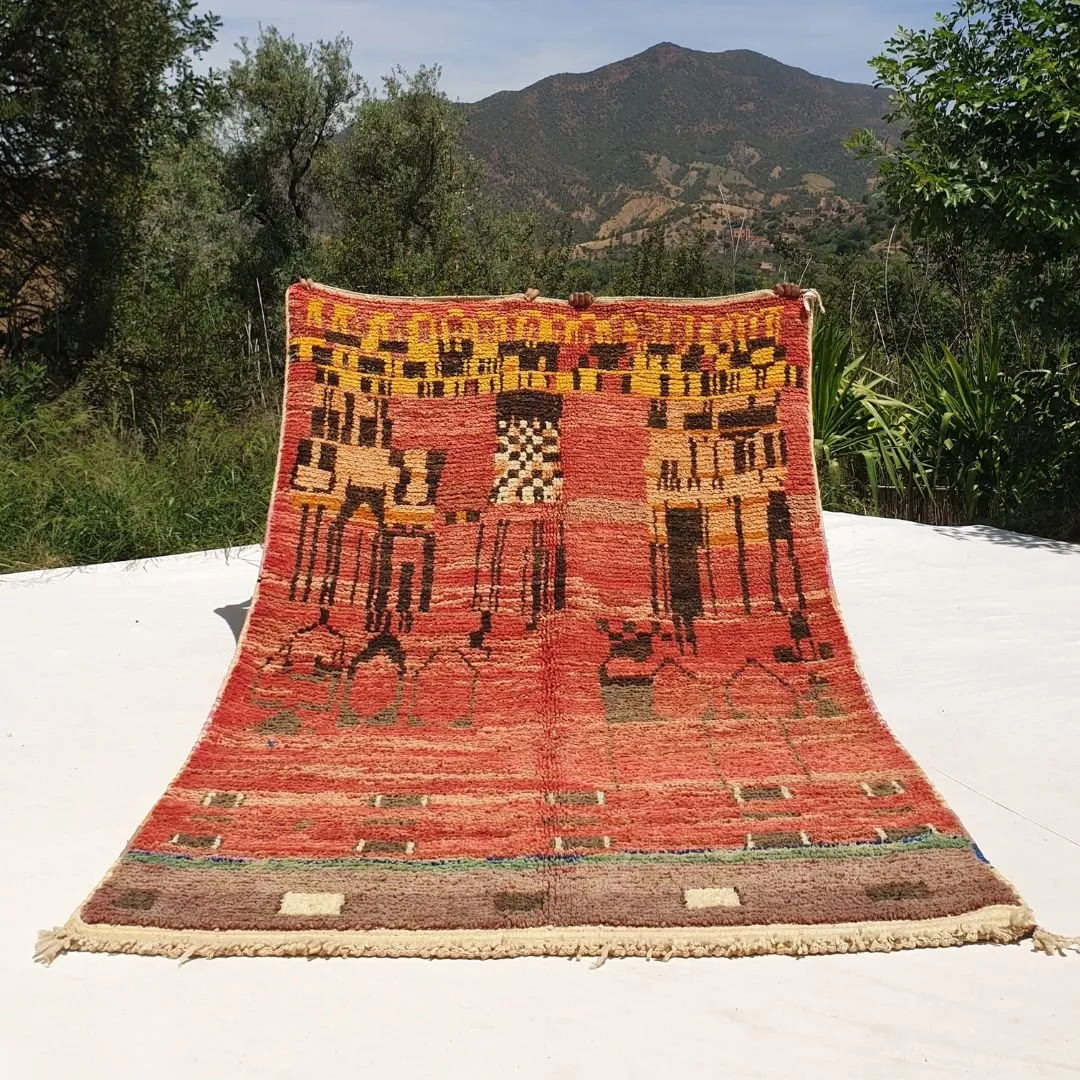 Awifia - Red Moroccan Rug 5x8 Boujad Berber | Authentic Berber Living room & Bedroom Rug | 5'57x8'96 Ft | 170x273 cm