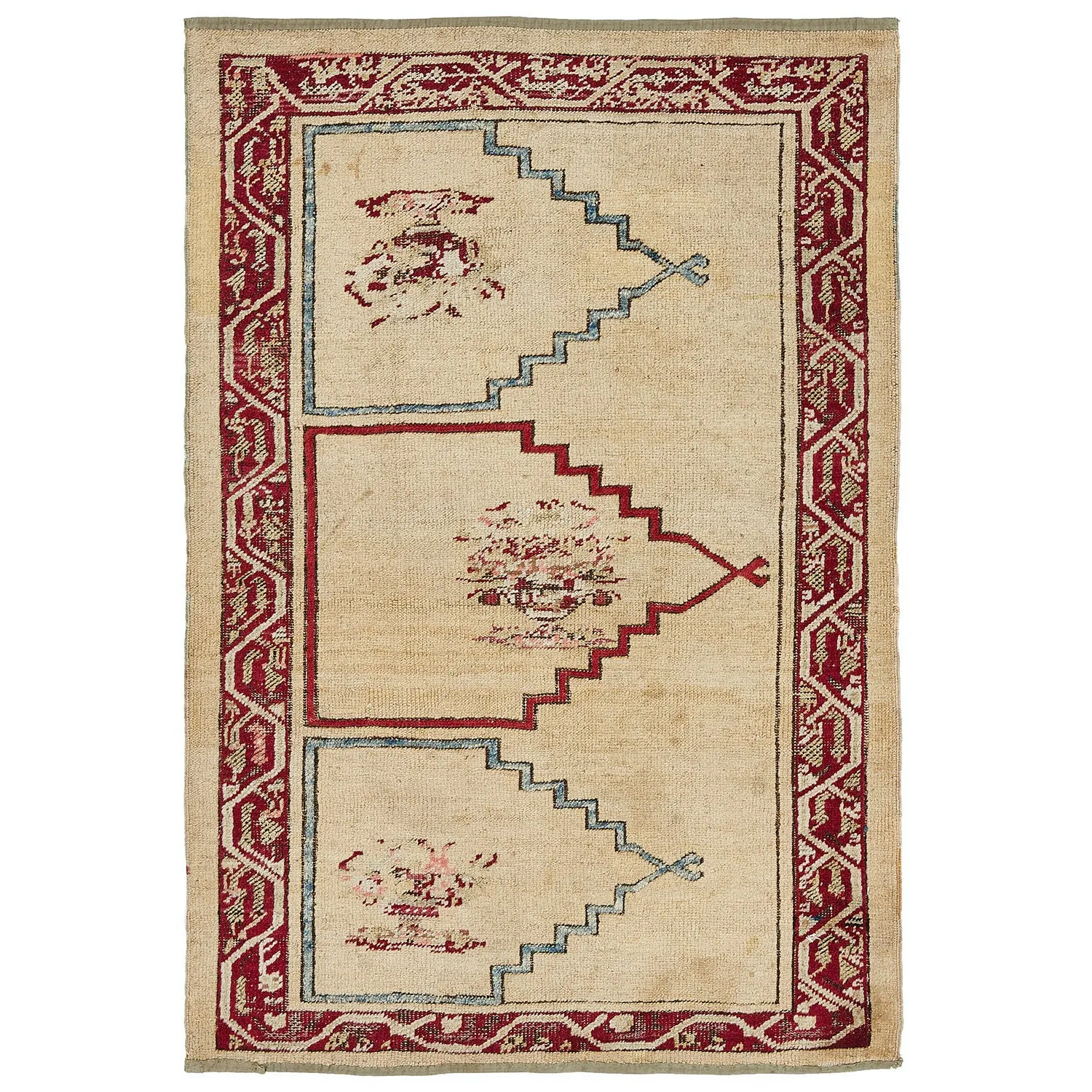 Beige Vintage Kirshehir Traditional Wool Rug - 2'9" x 4'