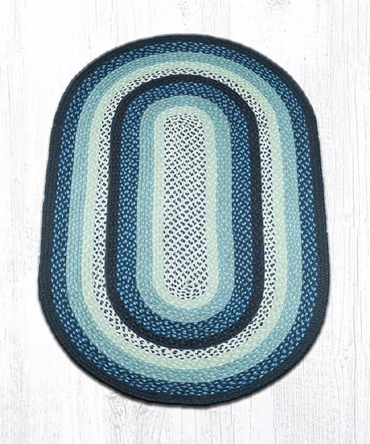 Blueberry & Cream Braided Rug - Oval