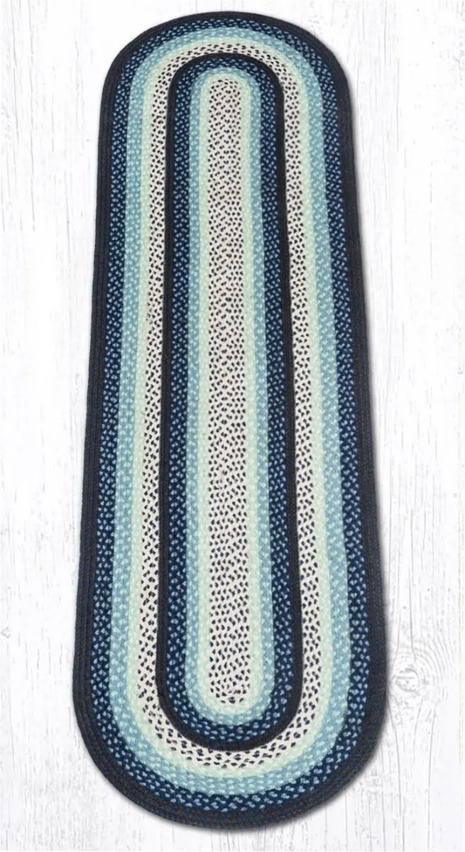 Blueberry & Cream Braided Rug - Oval