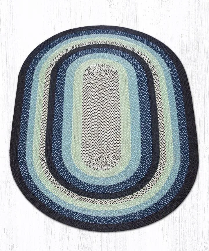 Blueberry & Cream Braided Rug - Oval