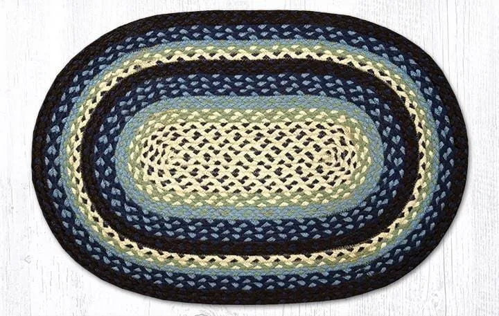 Blueberry & Cream Braided Rug - Oval
