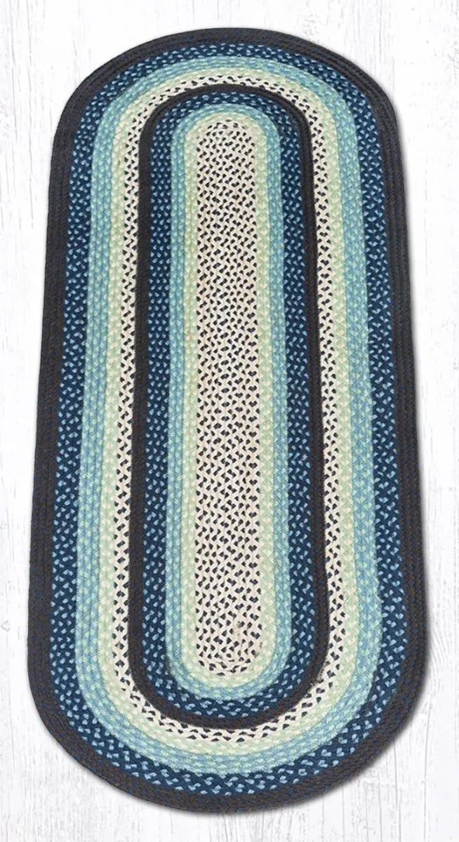 Blueberry & Cream Braided Rug - Oval