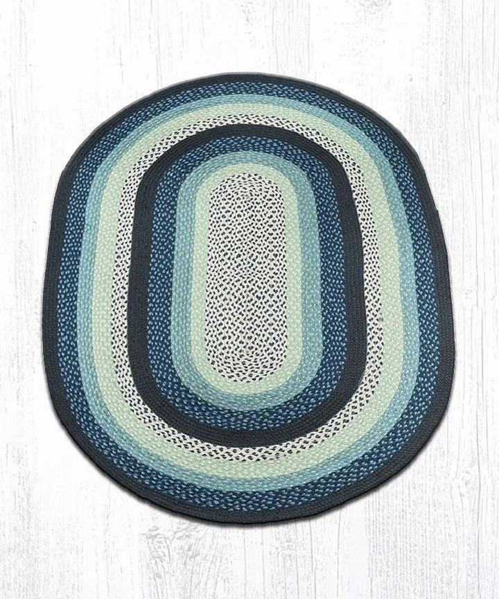 Blueberry & Cream Braided Rug - Oval