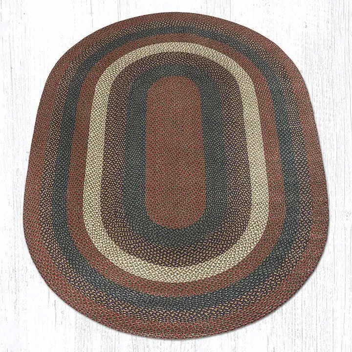 Burgundy & Gray Braided Rug - Oval