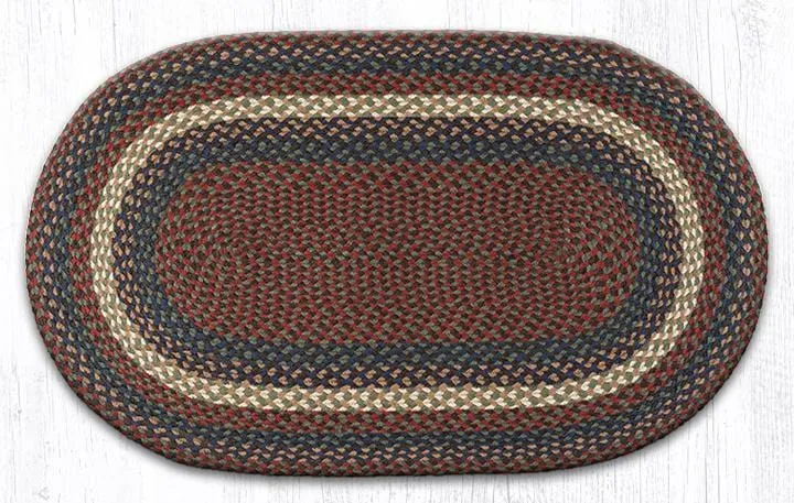 Burgundy & Gray Braided Rug - Oval