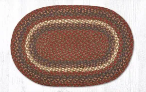 Burgundy & Gray Braided Rug - Oval