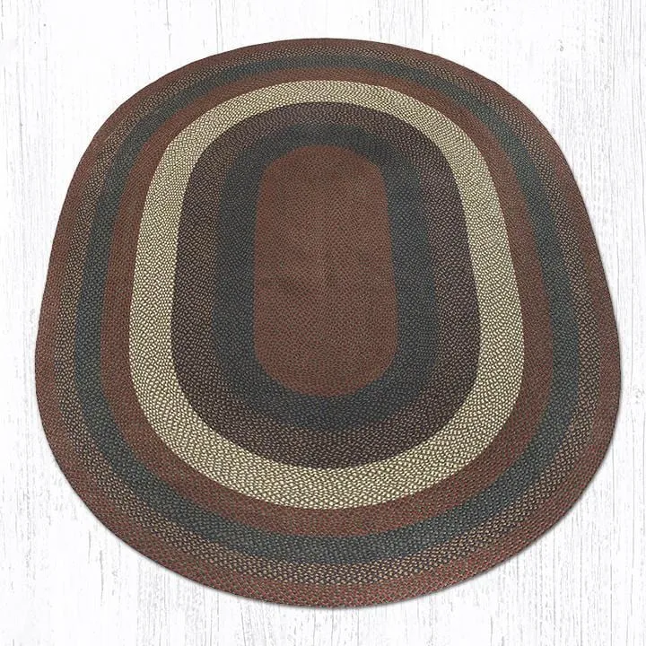 Burgundy & Gray Braided Rug - Oval