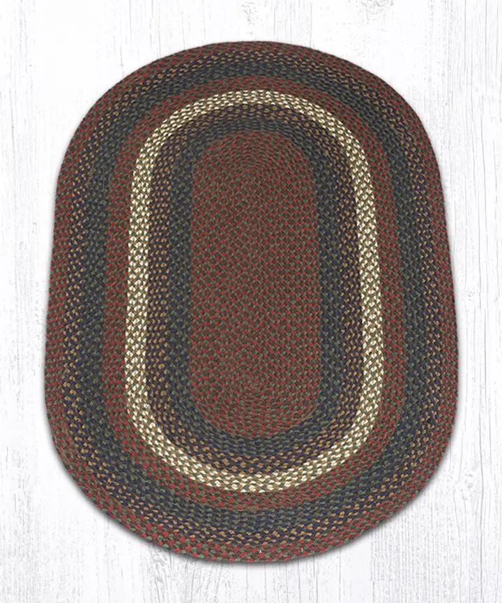 Burgundy & Gray Braided Rug - Oval