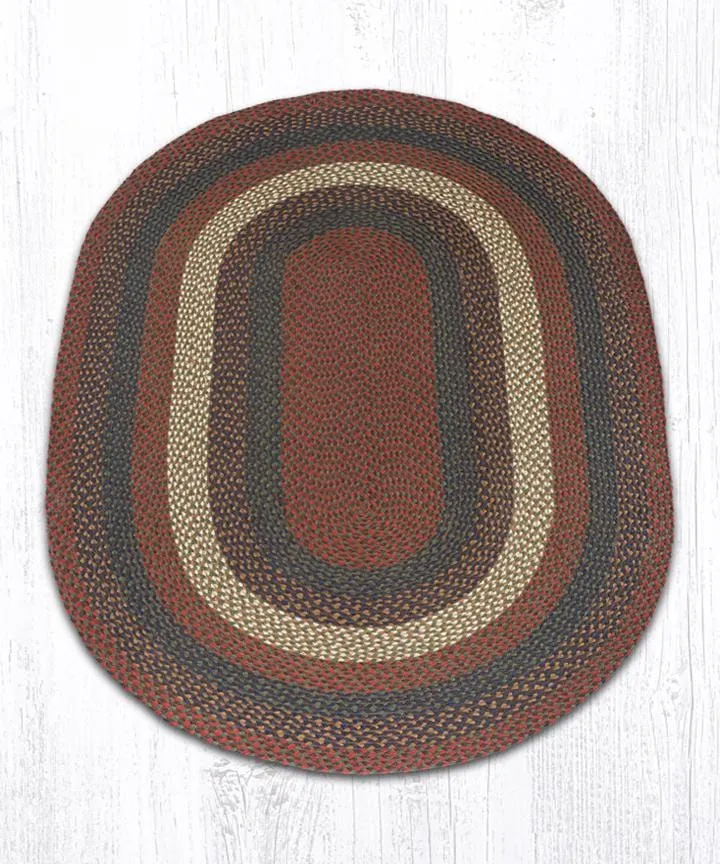Burgundy & Gray Braided Rug - Oval