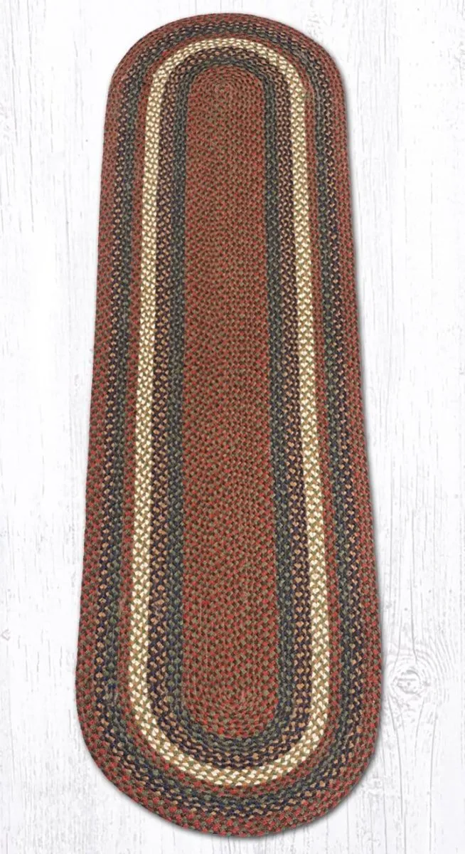 Burgundy & Gray Braided Rug - Oval