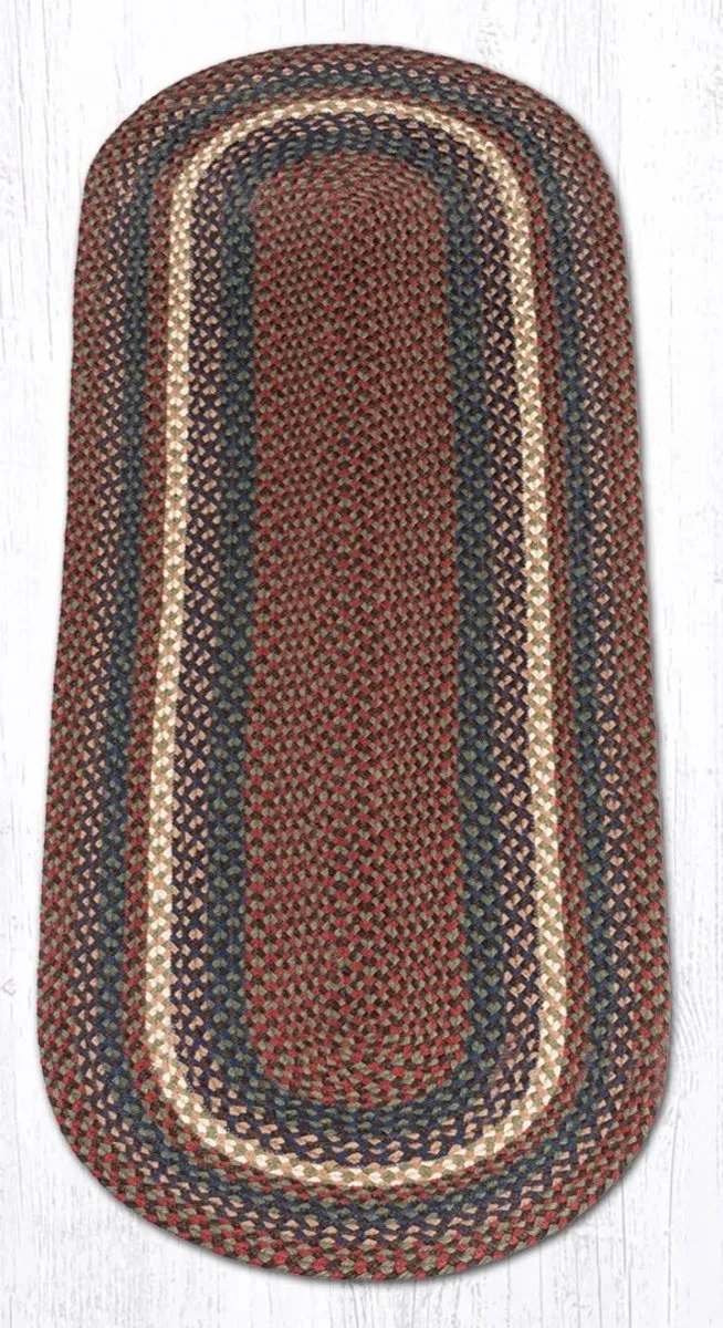 Burgundy & Gray Braided Rug - Oval