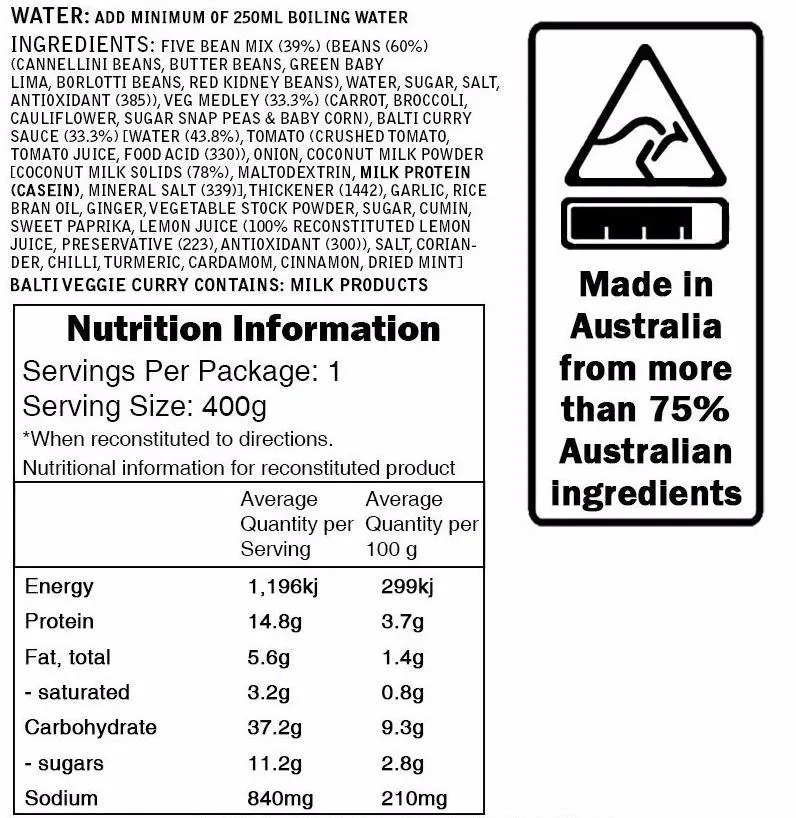 Campers Pantry Meals