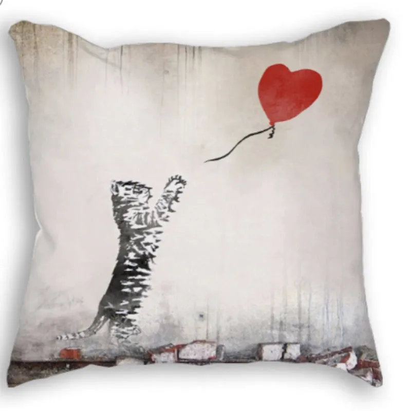 Cat With Balloon Soft Feel Cushion