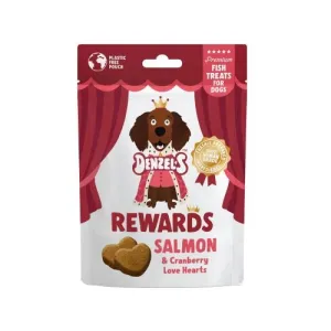 Denzel's Rewards Salmon & Cranberry Love Hearts Dog Treats - 70g