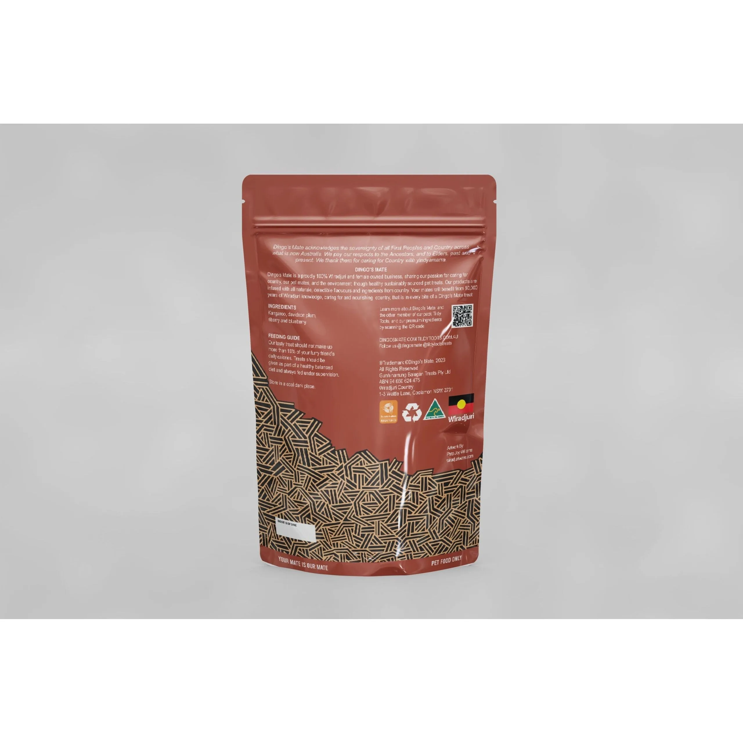 Dingos Mate Kangaroo with Davidson Plum Riberry and Blueberry Jerky Dog Treats 200g