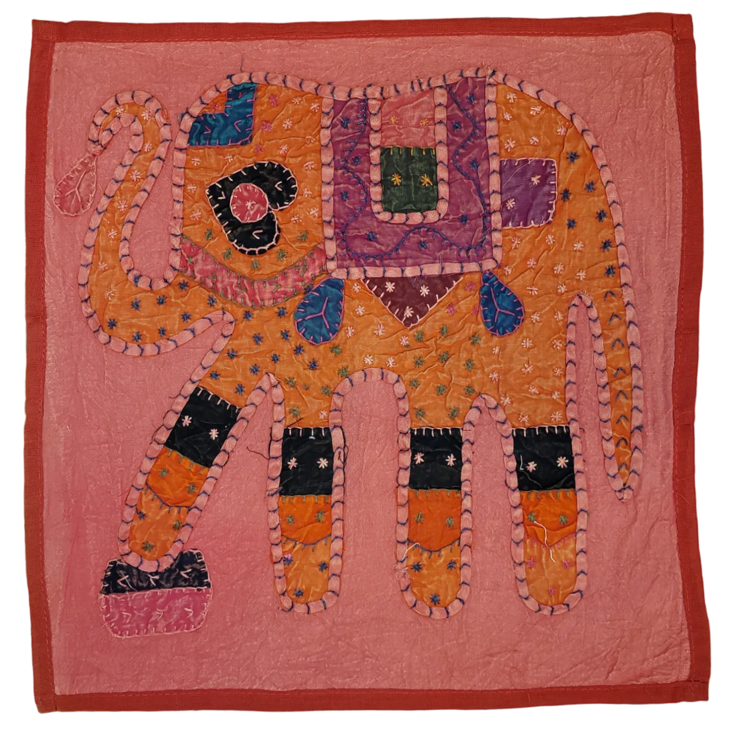 Embroidered Indian Patchwork Elephant Cushion Cover - Choice of Two Colours