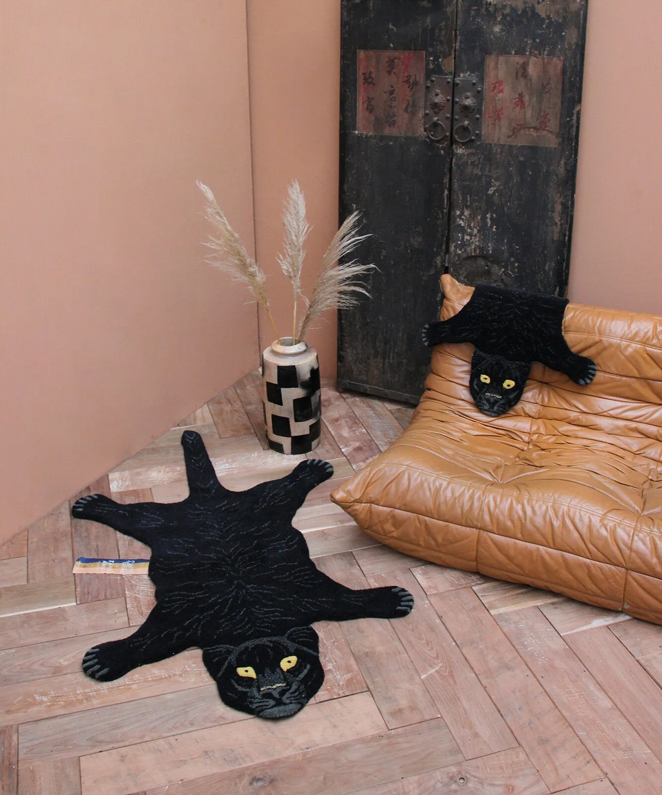 Fiery Black Panther Rug