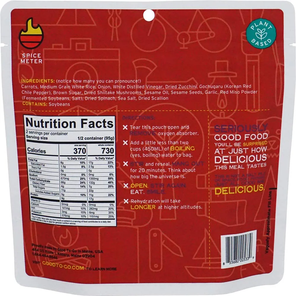 Good to-Go Dehydrated Bibimbap - Double Serving Pouch