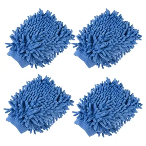 Heart Home Gloves | Microfiber Cleaning Gloves | Chenille Mitts for Kitchen | 50 GSM Hand Duster for Kitchen | Hand Gloves For Car | Duster for Glass | Pack of 4 | Blue