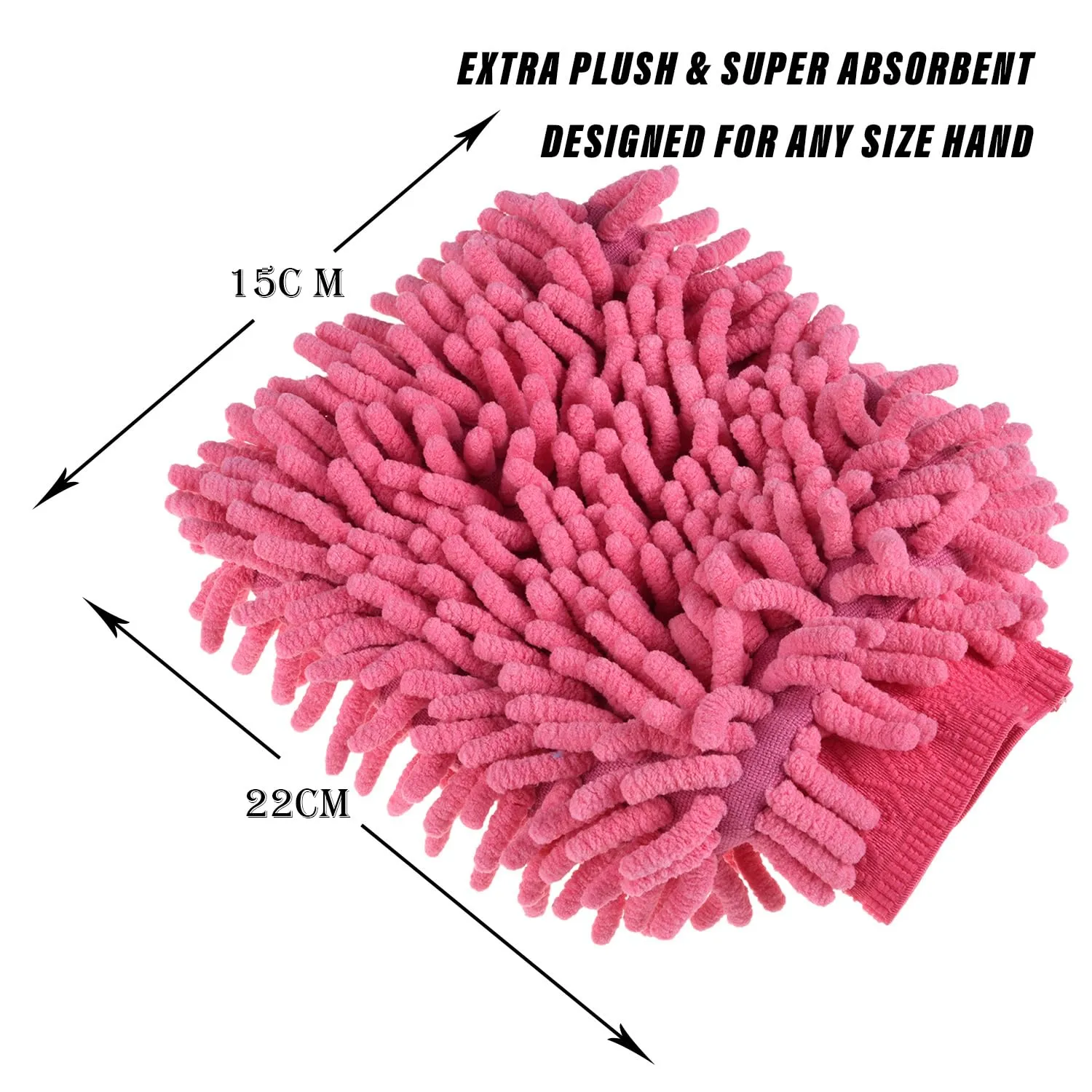 Heart Home Gloves | Microfiber Cleaning Gloves | Chenille Mitts for Kitchen | 50 GSM Hand Duster for Kitchen | Hand Gloves For Car | Duster for Glass | Pack of 4 | Pink