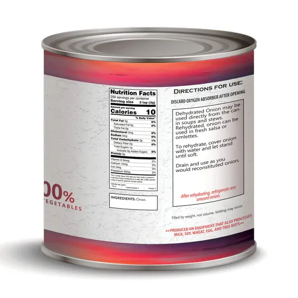 Heaven's Harvest - Dehydrated Chopped Onions #10 Can - 50 Servings
