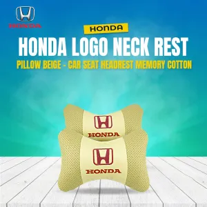 Honda Logo Neck Rest Pillow Beige - Car Seat Headrest Memory Cotton Soft Breathable Pillow Neck Support Cushion