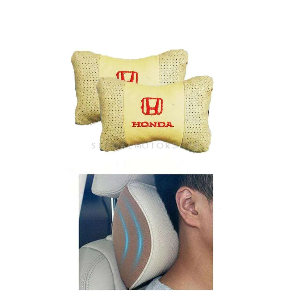 Honda Logo Neck Rest Pillow Beige - Car Seat Headrest Memory Cotton Soft Breathable Pillow Neck Support Cushion