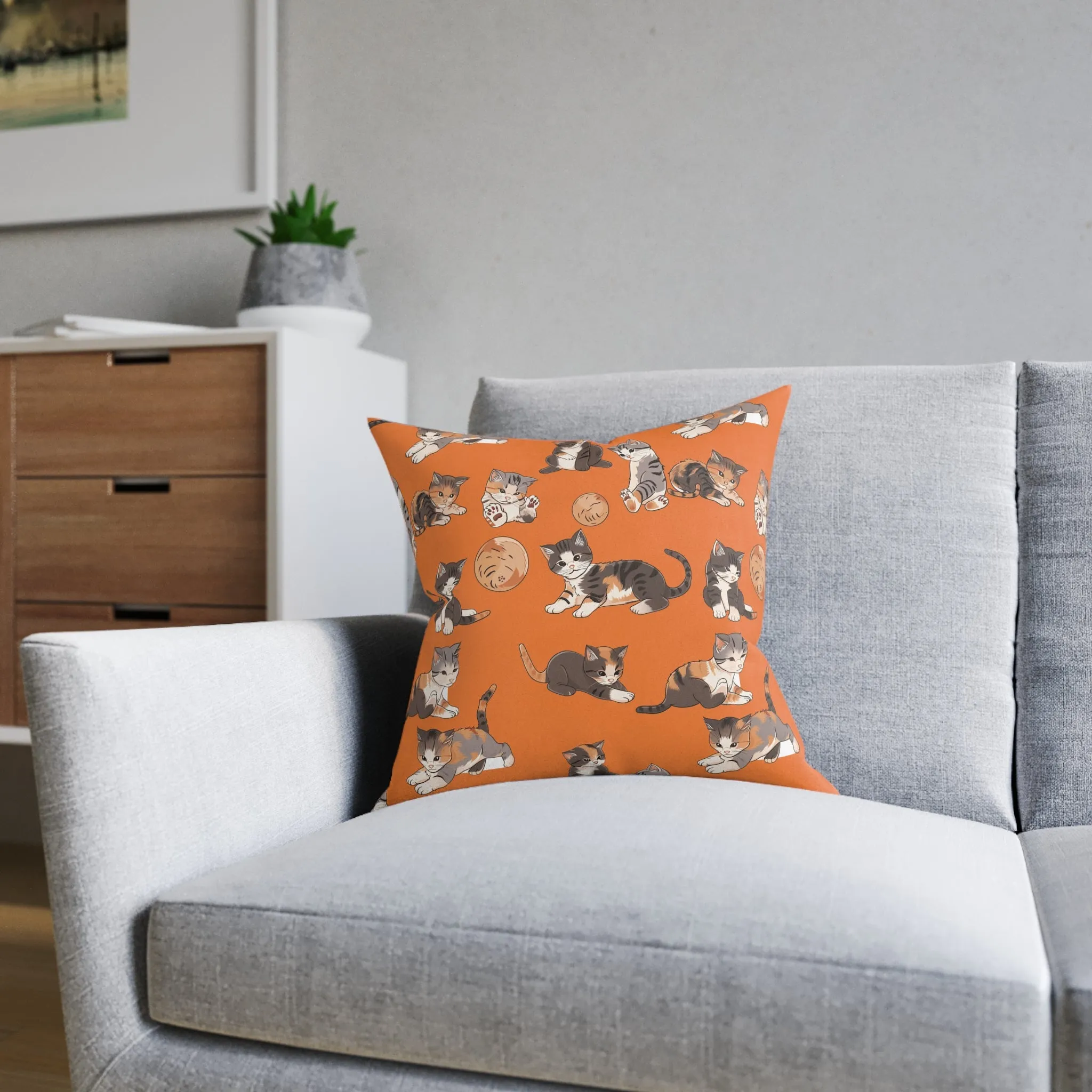 Kitten At Play - Square Pillow - UK