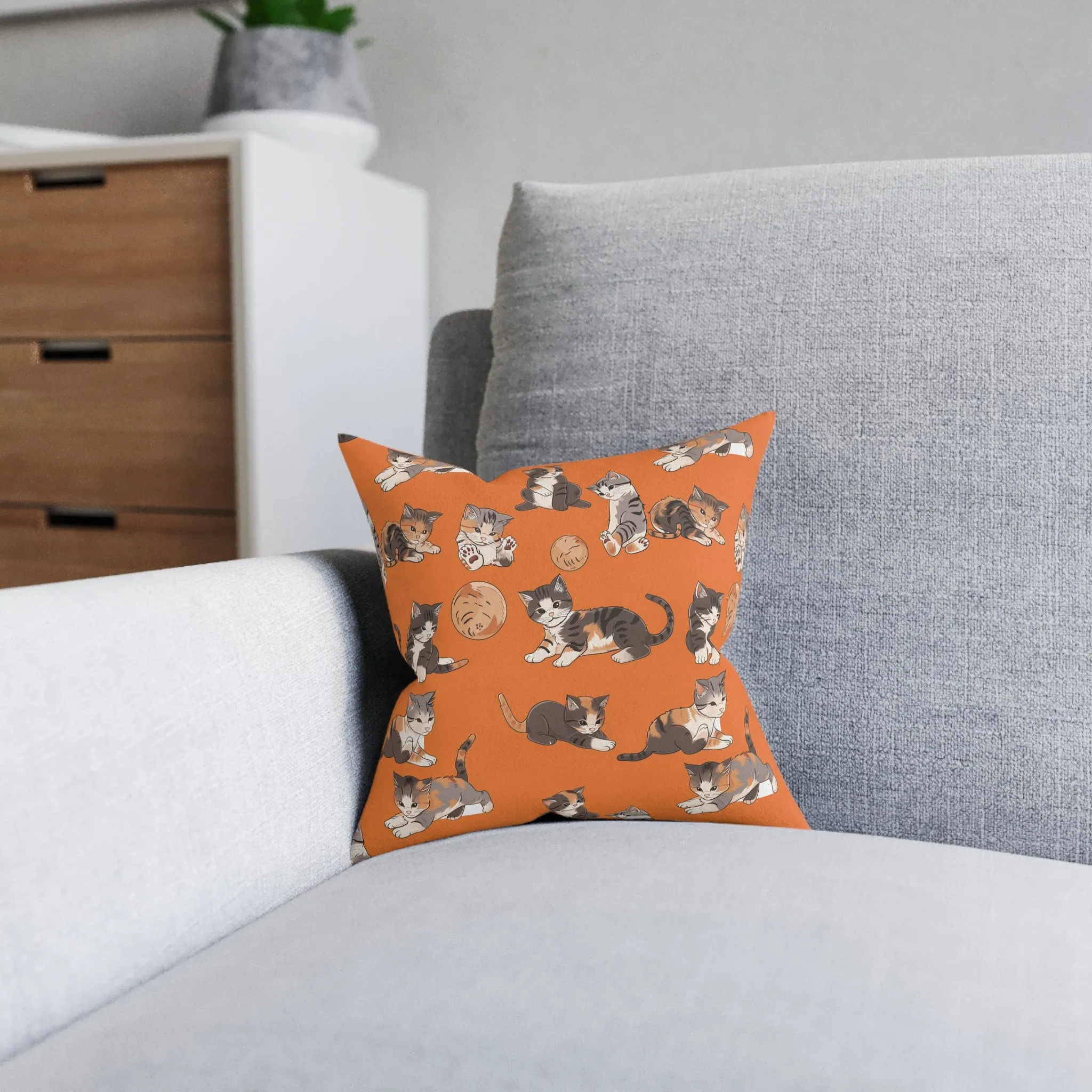 Kitten At Play - Square Pillow - UK