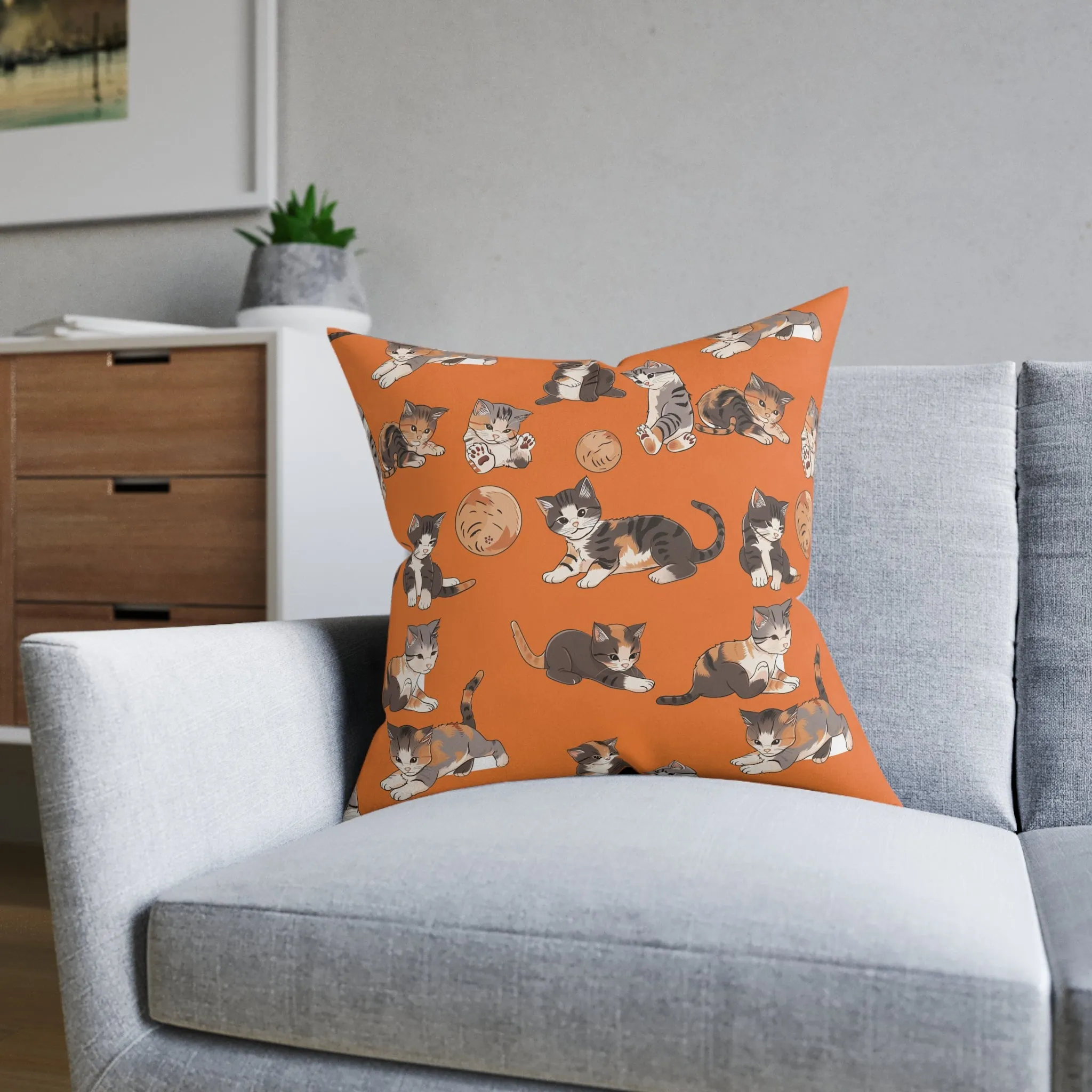 Kitten At Play - Square Pillow - UK