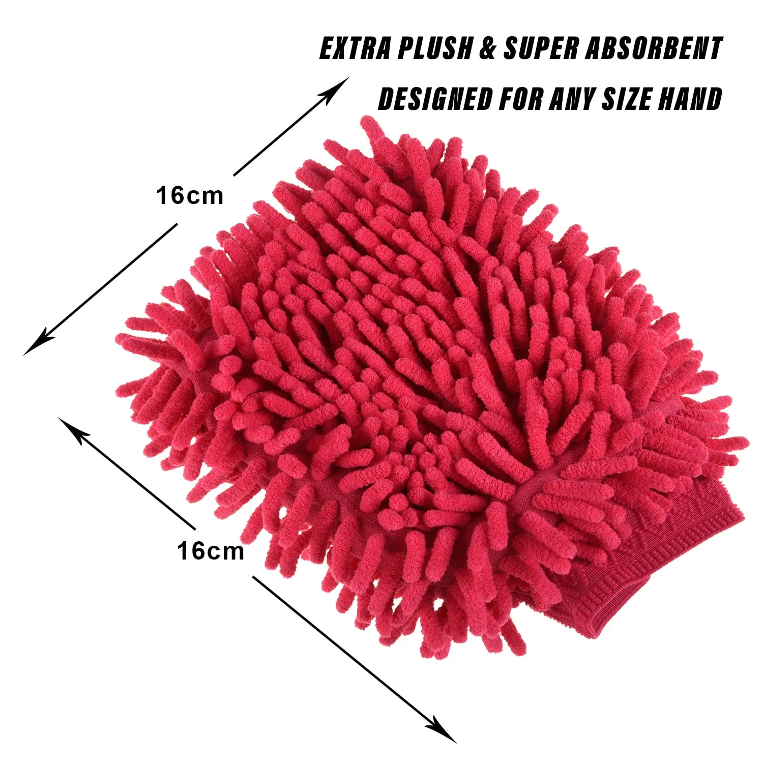 Kuber Industries Chenille Mitts|Microfiber Cleaning Gloves|Inside Waterproof Cloth Gloves|100 Gram Weighted Hand Duster|Chenille Gloves for Car|Glass|Pack of 5 (Dark Pink)