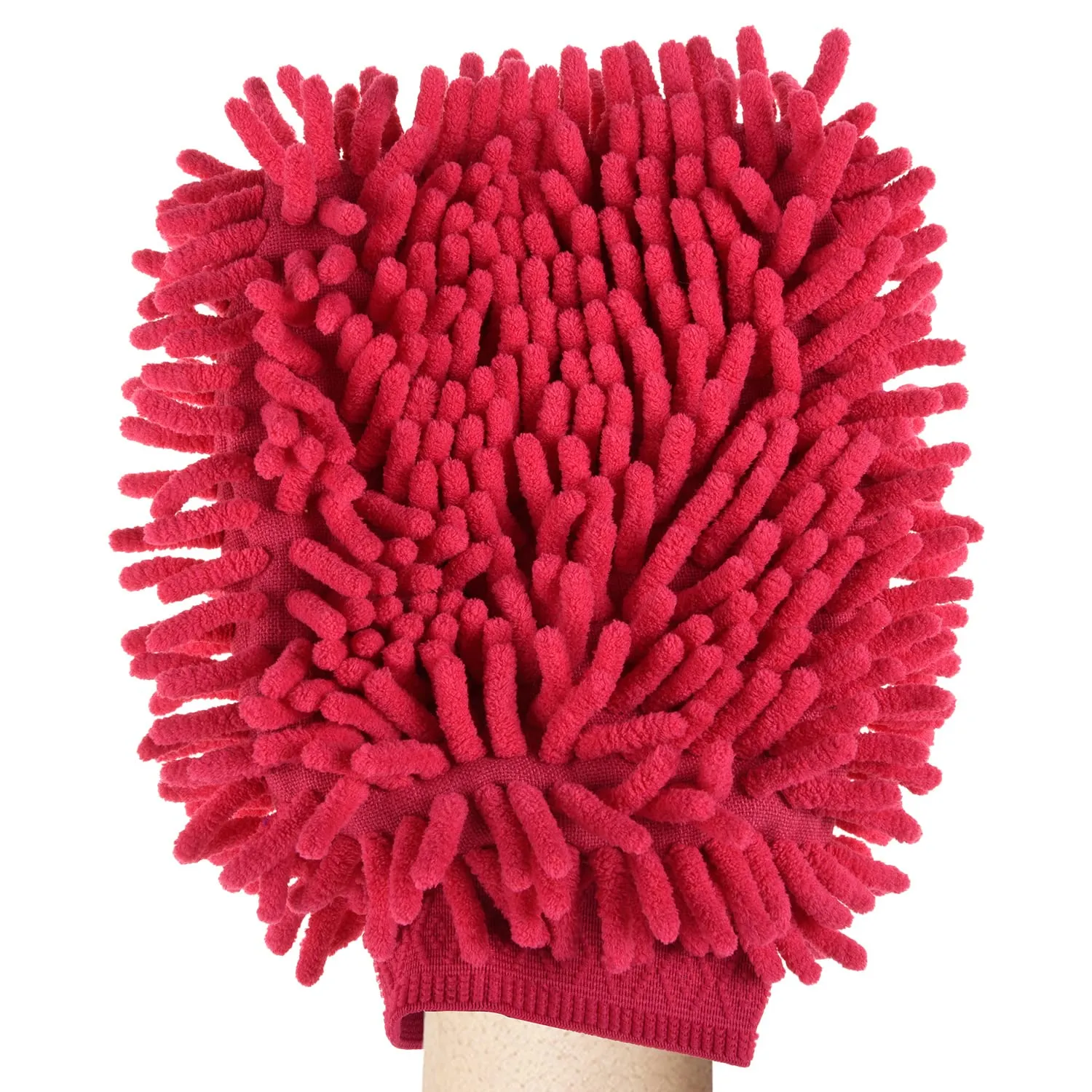 Kuber Industries Chenille Mitts|Microfiber Cleaning Gloves|Inside Waterproof Cloth Gloves|100 Gram Weighted Hand Duster|Chenille Gloves for Car|Glass|Pack of 5 (Dark Pink)