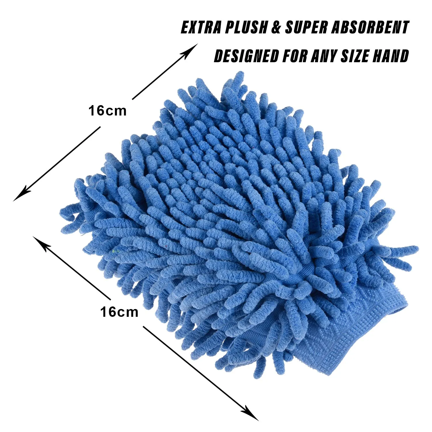 Kuber Industries Chenille Mitts|Microfiber Cleaning Gloves|Inside Waterproof Cloth Gloves|100 Gram Weighted Hand Duster|Hand Chenille Gloves for Car|Glass (Blue)