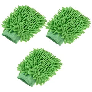 Kuber Industries Gloves | Microfiber Cleaning Gloves | Chenille Mitts for Kitchen | 50 GSM Hand Duster for Kitchen | Hand Gloves For Car | Duster for Glass | Pack of 3 | Green