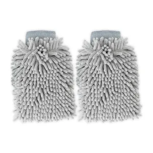 Kuber Industries Gloves | Microfiber Cleaning Gloves | Chenille Mitts for Kitchen | Hand Duster for Kitchen | Hand Gloves for Car | Double Sided Gloves | SHXNEFSST1 | Pack of 2 | Grey