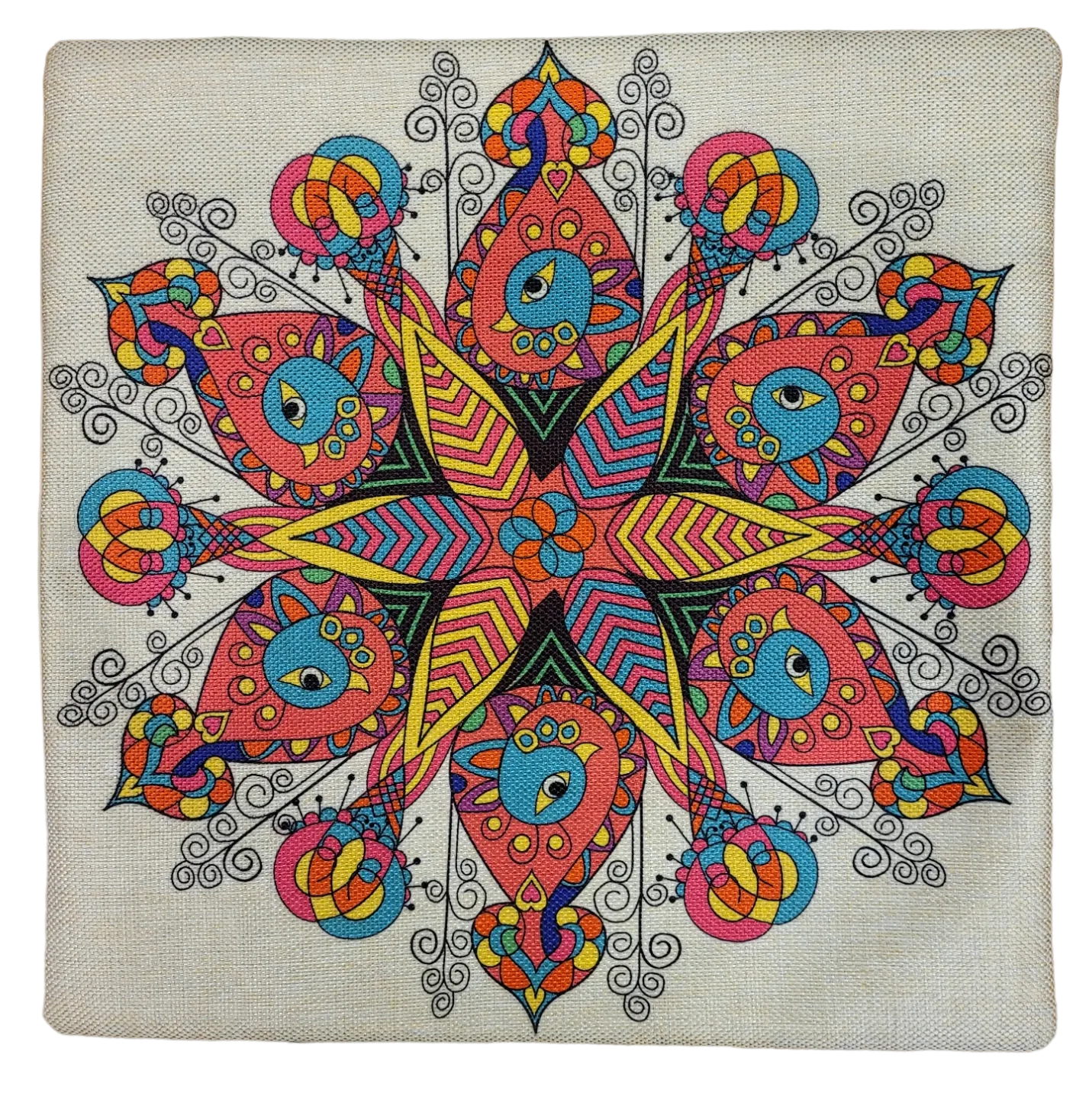 Lightly Padded 'Peacock' Print Cushion Cover